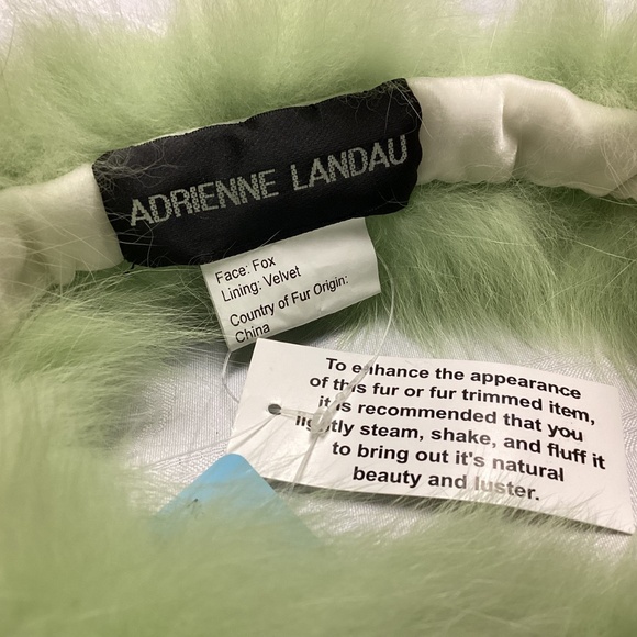 Adrienne Landau Fur Collar Wrap GREEN WITH RHINESTONES a WOW💚💚💚💚💚💚 - Picture 5 of 14